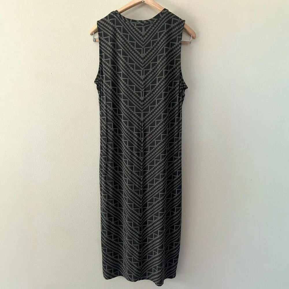 Army Green and Black Sleeveless Midi Body Con Dress Size L Grunge Western